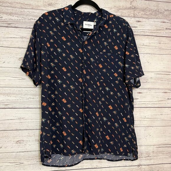 Goodfellow + Co. Blue ShortSleeve Button Up Large - Picture 2 of 6